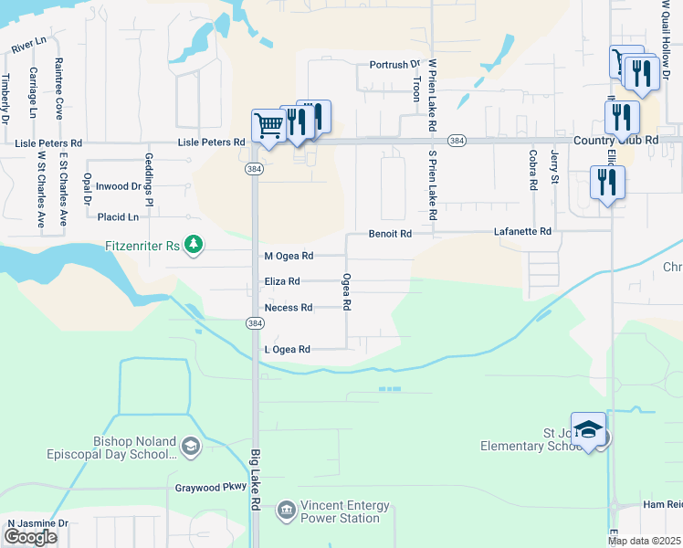 map of restaurants, bars, coffee shops, grocery stores, and more near 5162 Ogea Road in Lake Charles