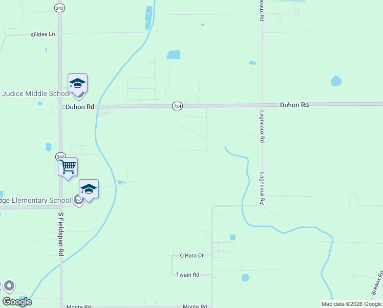 map of restaurants, bars, coffee shops, grocery stores, and more near 1651 Louisiana 724 in Duson