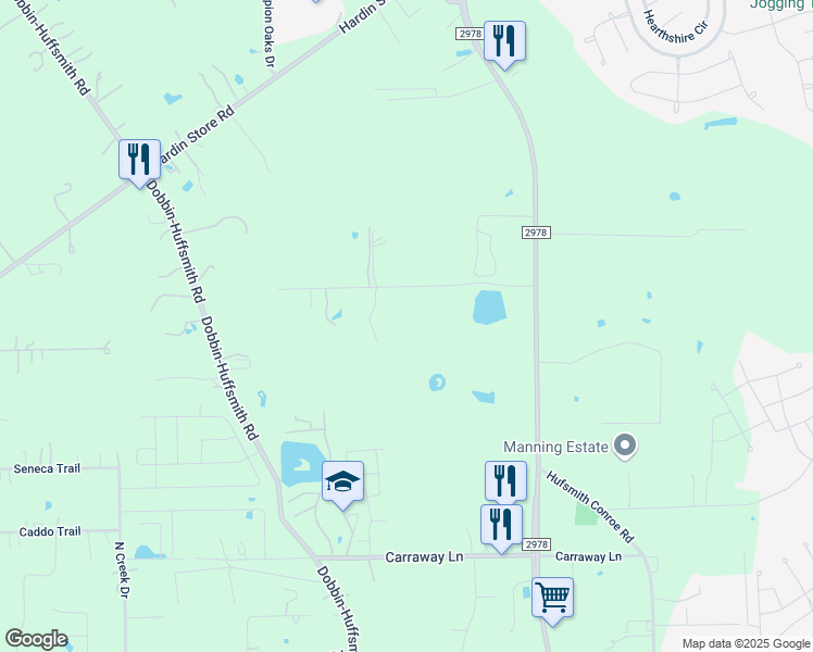 map of restaurants, bars, coffee shops, grocery stores, and more near 2003 Shady Lane in Magnolia