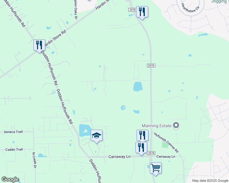 map of restaurants, bars, coffee shops, grocery stores, and more near 2003 Shady Lane in Magnolia