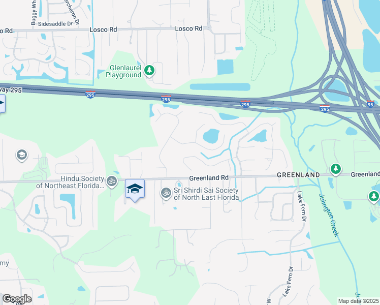 map of restaurants, bars, coffee shops, grocery stores, and more near 5297 Oxford Crest Drive in Jacksonville