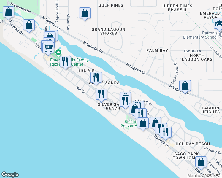 map of restaurants, bars, coffee shops, grocery stores, and more near 4005 Sabal Street in Panama City