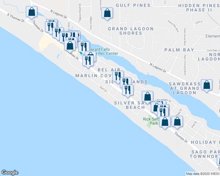 map of restaurants, bars, coffee shops, grocery stores, and more near 4114 Cobia Street in Panama City