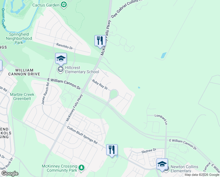map of restaurants, bars, coffee shops, grocery stores, and more near 7116 Cardinal Bloom Loop in Austin