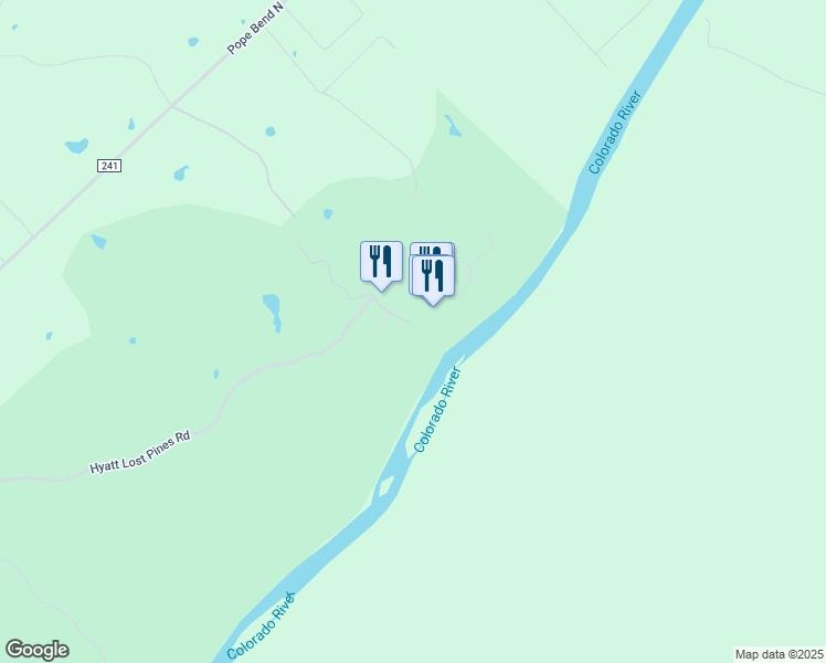 map of restaurants, bars, coffee shops, grocery stores, and more near 575 Hyatt Lost Pines Road in Cedar Creek