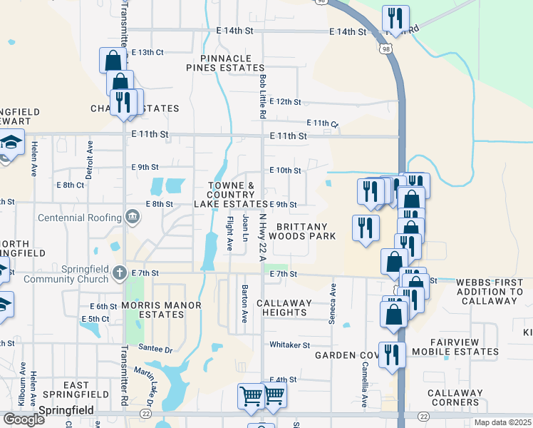 map of restaurants, bars, coffee shops, grocery stores, and more near 104 Rob Court in Panama City