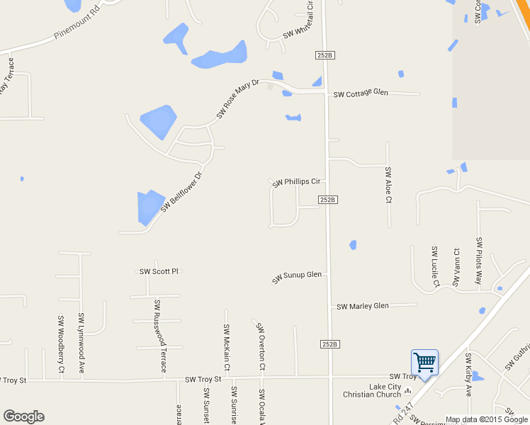 map of restaurants, bars, coffee shops, grocery stores, and more near 397 Southwest Phillips Circle in Lake City