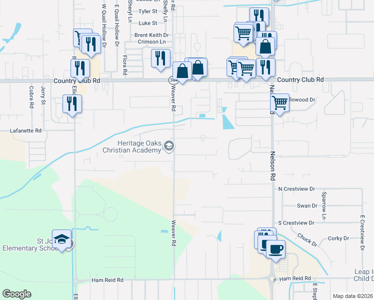 map of restaurants, bars, coffee shops, grocery stores, and more near 2346 Ridgewood Dr in Lake Charles