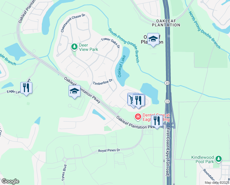 map of restaurants, bars, coffee shops, grocery stores, and more near 979 Otter Creek Drive in Orange Park