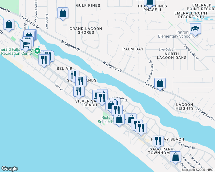 map of restaurants, bars, coffee shops, grocery stores, and more near 7920 S Lagoon Dr in Panama City