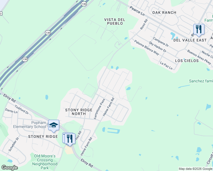 map of restaurants, bars, coffee shops, grocery stores, and more near 6517 Carriage Pines Drive in Del Valle