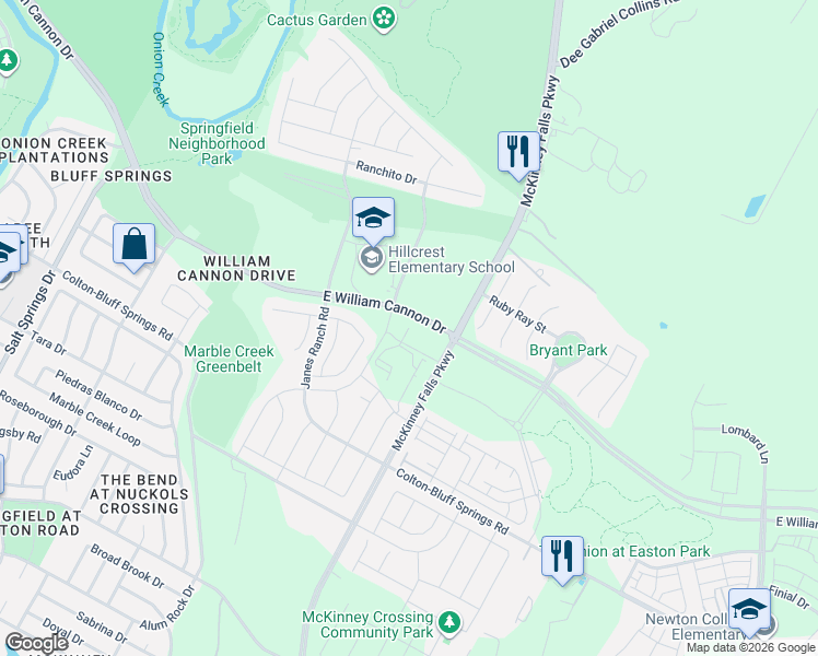 map of restaurants, bars, coffee shops, grocery stores, and more near 7020 Ondantra Bend in Austin