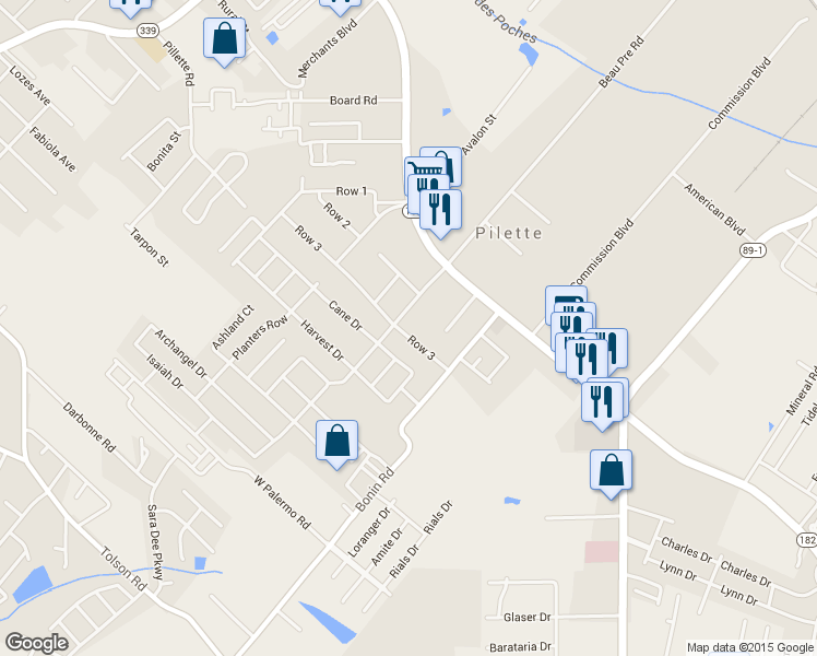 map of restaurants, bars, coffee shops, grocery stores, and more near 403 Row 3 in Lafayette