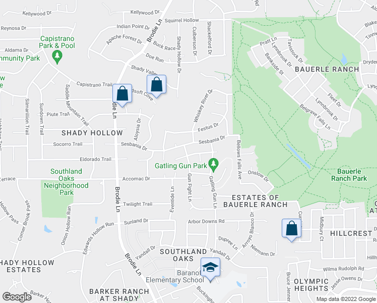 map of restaurants, bars, coffee shops, grocery stores, and more near 3200 Fort Worth Trail in Austin