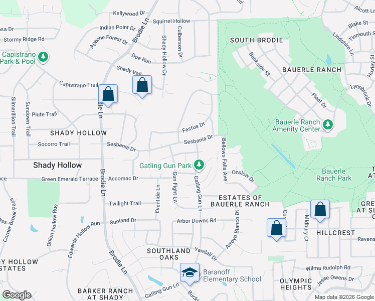 map of restaurants, bars, coffee shops, grocery stores, and more near 3010 Fort Worth Trail in Austin