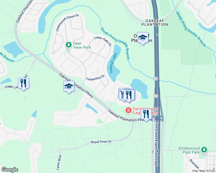 map of restaurants, bars, coffee shops, grocery stores, and more near 971 Otter Creek Drive in Orange Park