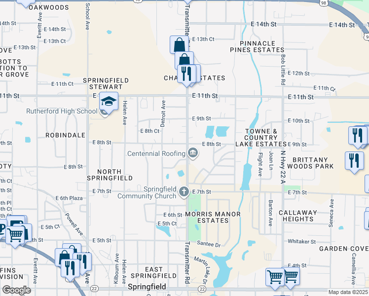 map of restaurants, bars, coffee shops, grocery stores, and more near 757 Transmitter Road in Panama City