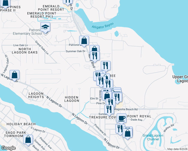 map of restaurants, bars, coffee shops, grocery stores, and more near 2204 Navy Boulevard in Panama City