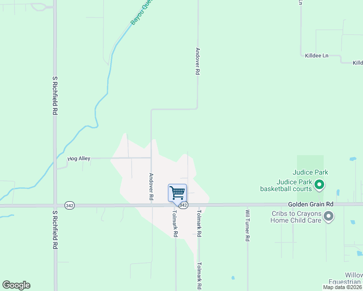 map of restaurants, bars, coffee shops, grocery stores, and more near 121 Ridgela Circle in Duson