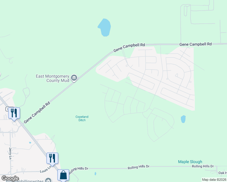 map of restaurants, bars, coffee shops, grocery stores, and more near Elgin Studs Court in Roman Forest