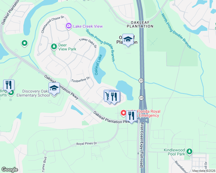 map of restaurants, bars, coffee shops, grocery stores, and more near 3231 Chestnut Ridge Way in Orange Park