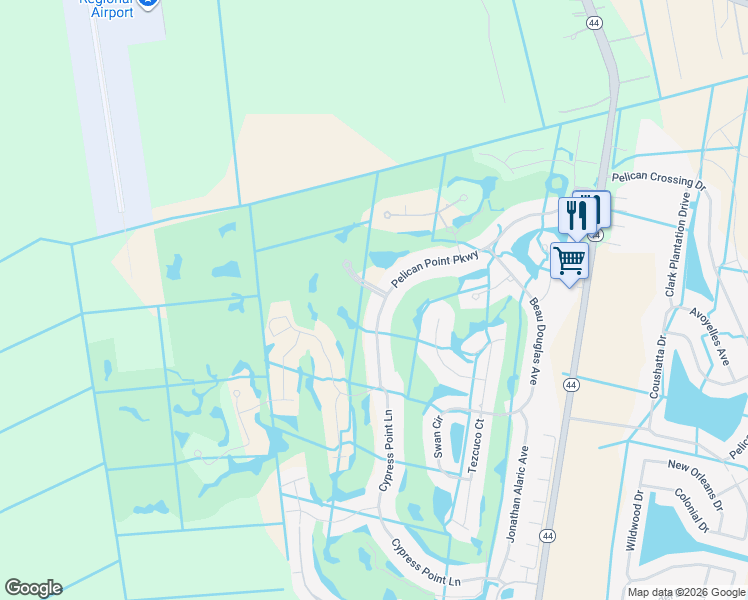 map of restaurants, bars, coffee shops, grocery stores, and more near 40360 Pelican Point Parkway in Gonzales