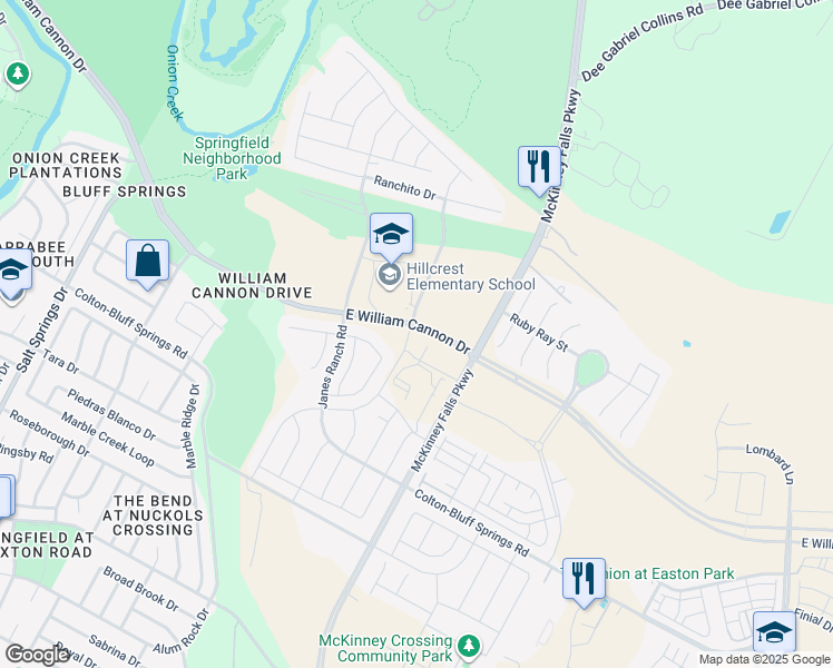 map of restaurants, bars, coffee shops, grocery stores, and more near 7020 Ondantra Bend in Austin