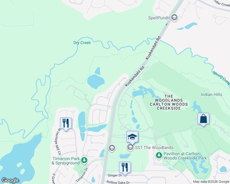 map of restaurants, bars, coffee shops, grocery stores, and more near 42 Sundown Ridge Place in Tomball