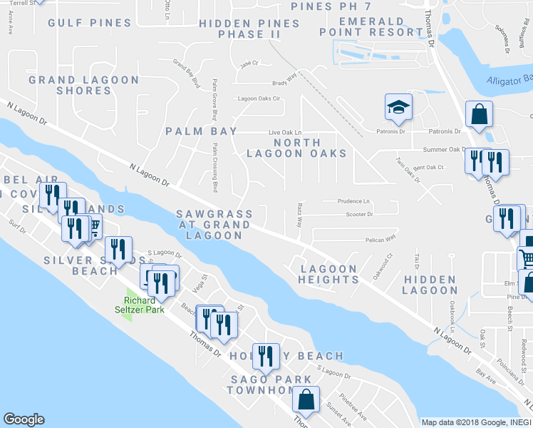 map of restaurants, bars, coffee shops, grocery stores, and more near Laurel Oak Lane in Panama City