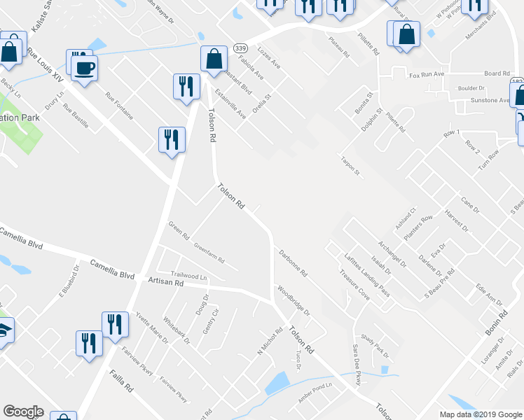 map of restaurants, bars, coffee shops, grocery stores, and more near 102 Raspberry Lane in Lafayette