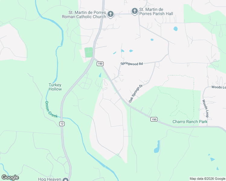 map of restaurants, bars, coffee shops, grocery stores, and more near 23351 Ranch to Market Road 150 in Driftwood