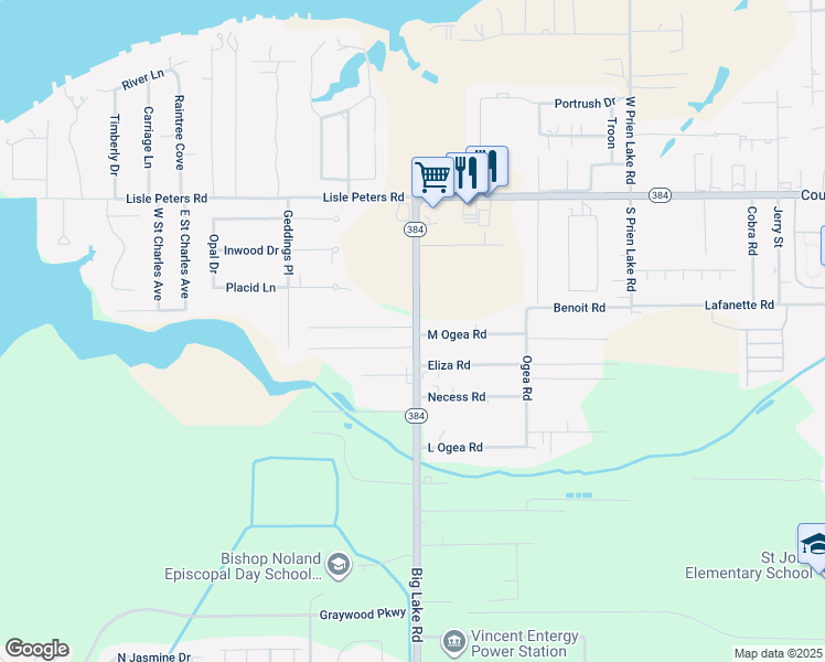 map of restaurants, bars, coffee shops, grocery stores, and more near 3601 Lawrence Lane in Lake Charles