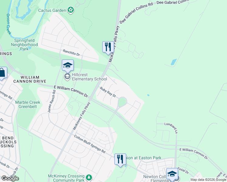 map of restaurants, bars, coffee shops, grocery stores, and more near 7116 Cardinal Bloom Loop in Austin