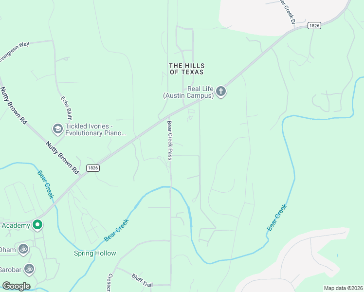 map of restaurants, bars, coffee shops, grocery stores, and more near 14145 Bear Creek Pass in Austin