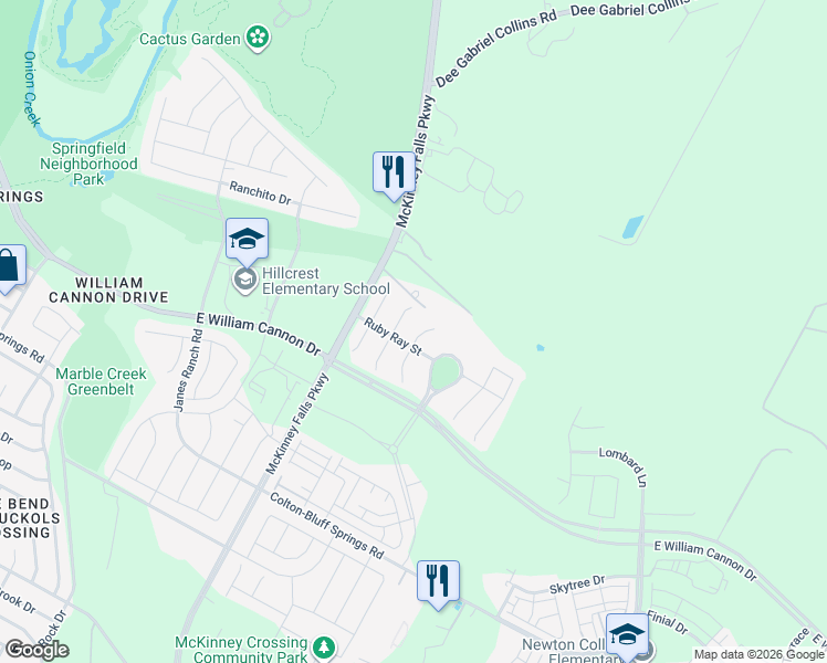 map of restaurants, bars, coffee shops, grocery stores, and more near 7116 Cardinal Bloom Loop in Austin