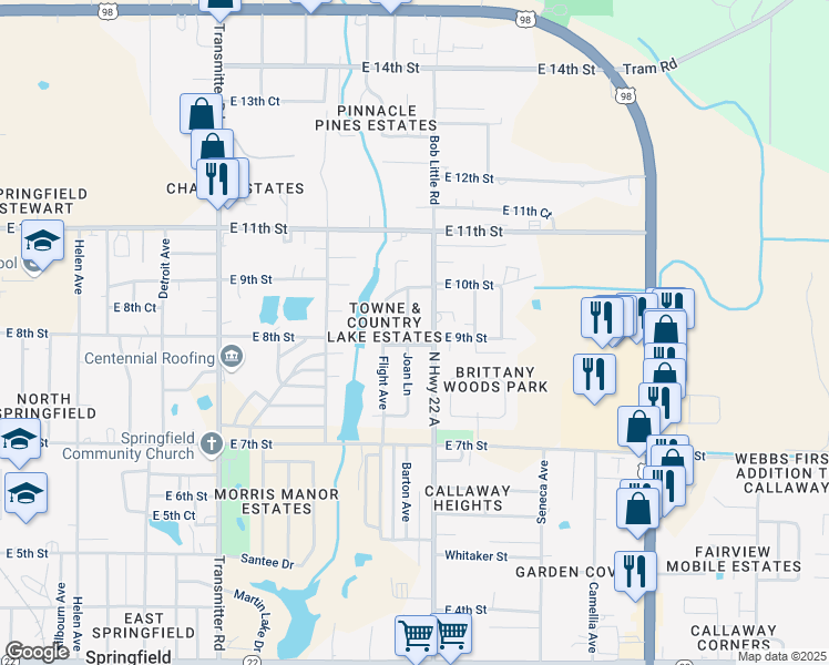 map of restaurants, bars, coffee shops, grocery stores, and more near 736 Joan Lane in Panama City
