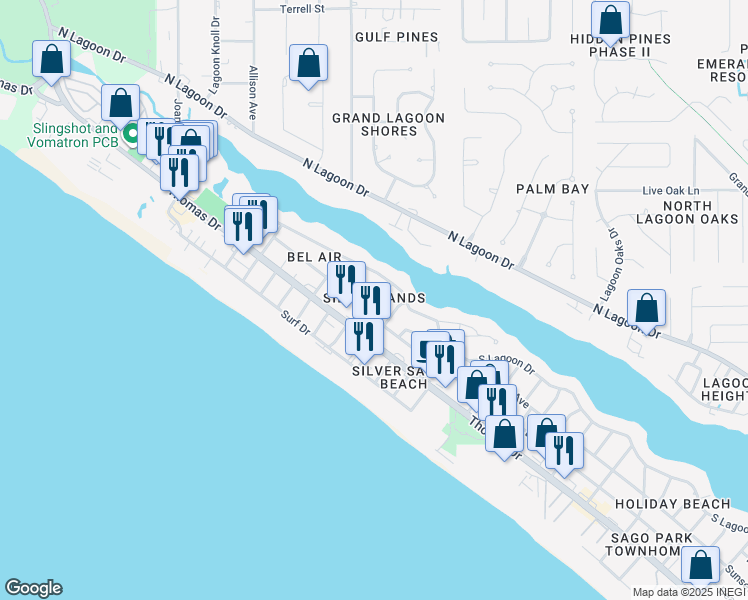 map of restaurants, bars, coffee shops, grocery stores, and more near 8127 Sunset Avenue in Panama City