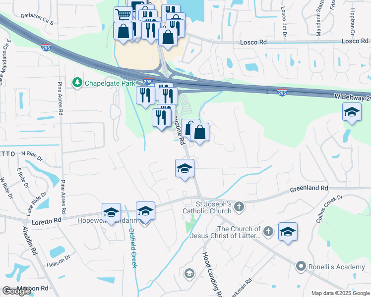 map of restaurants, bars, coffee shops, grocery stores, and more near 11498 Old St Augustine Rd in Jacksonville