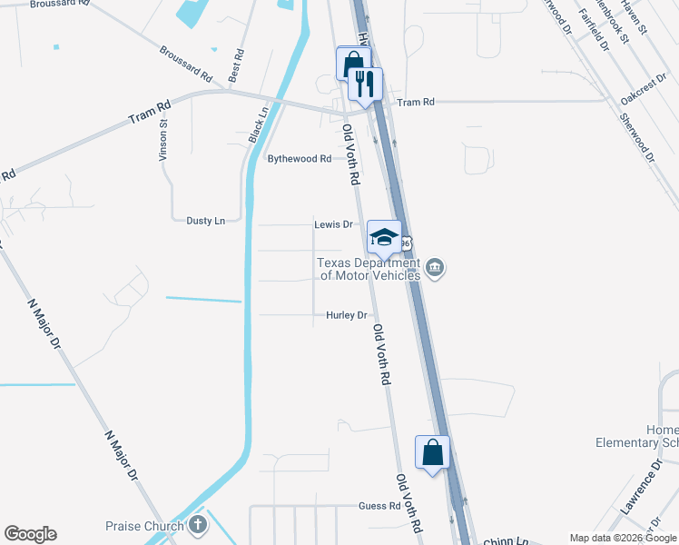 map of restaurants, bars, coffee shops, grocery stores, and more near 7135 Click Drive in Beaumont