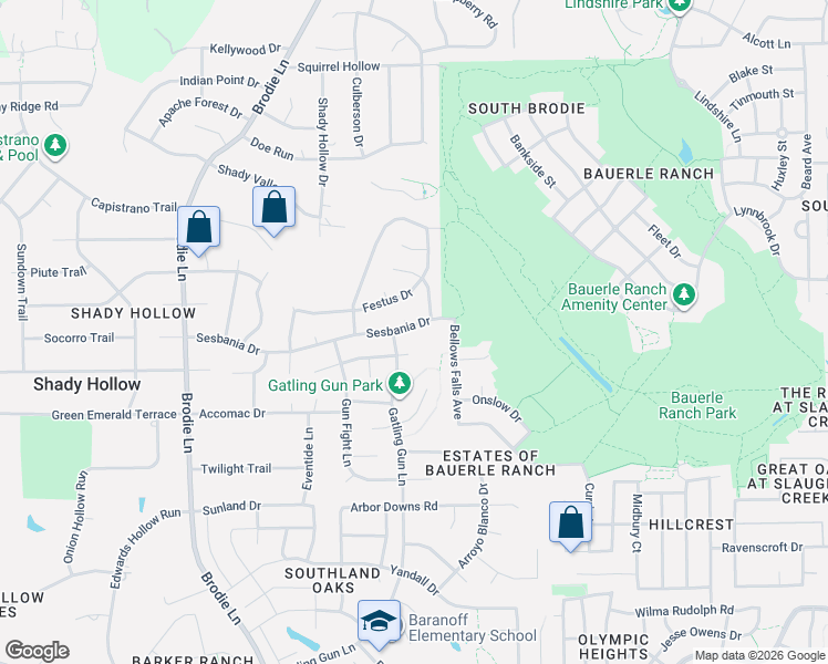 map of restaurants, bars, coffee shops, grocery stores, and more near 3008 Sesbania Drive in Austin