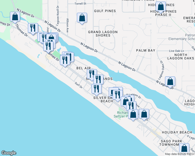 map of restaurants, bars, coffee shops, grocery stores, and more near 8211 Sunset Avenue in Panama City
