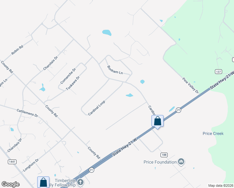 map of restaurants, bars, coffee shops, grocery stores, and more near 113 Cardinal Loop in Paige