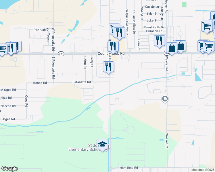 map of restaurants, bars, coffee shops, grocery stores, and more near 2800-2968 Lafanette Road in Lake Charles