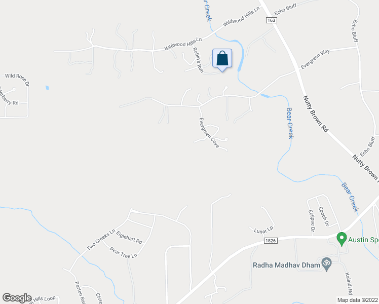 map of restaurants, bars, coffee shops, grocery stores, and more near 14424 Evergreen Cove in Austin