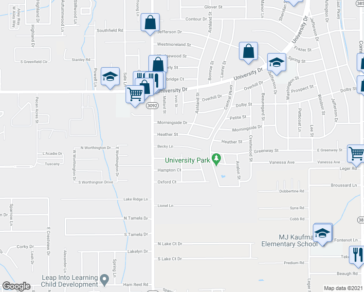 map of restaurants, bars, coffee shops, grocery stores, and more near 601 Becky Lane in Lake Charles