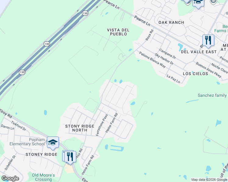 map of restaurants, bars, coffee shops, grocery stores, and more near 6400 Carriage Pines Drive in Del Valle