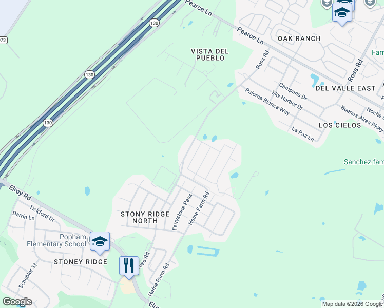 map of restaurants, bars, coffee shops, grocery stores, and more near 6400 Ross Road in Del Valle