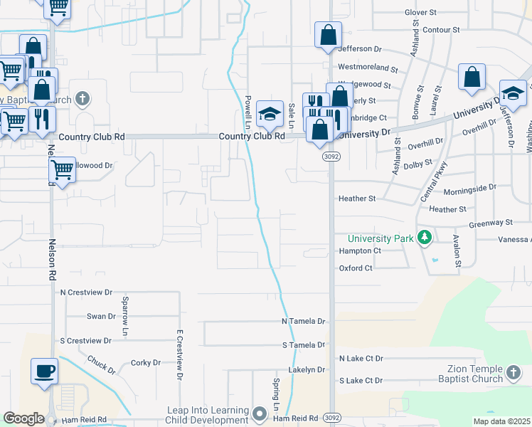 map of restaurants, bars, coffee shops, grocery stores, and more near 1008 North Worthington Drive in Lake Charles