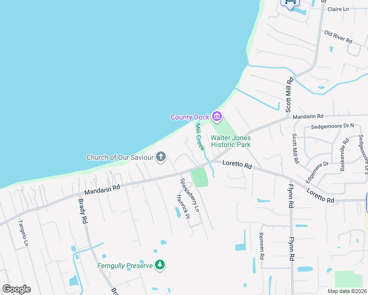 map of restaurants, bars, coffee shops, grocery stores, and more near 11550 Mandarin Cove Lane in Jacksonville