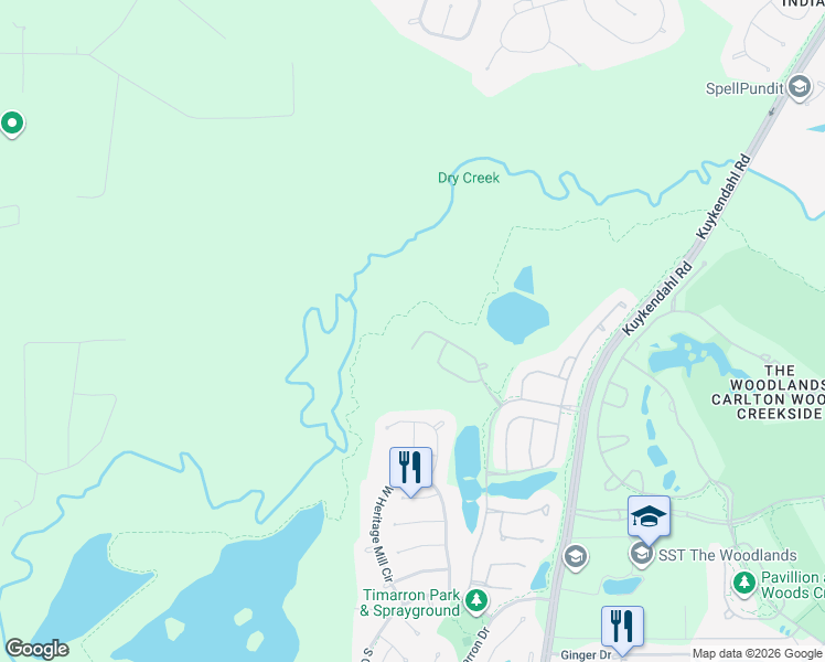 map of restaurants, bars, coffee shops, grocery stores, and more near 70 Lake Reverie Place in The Woodlands